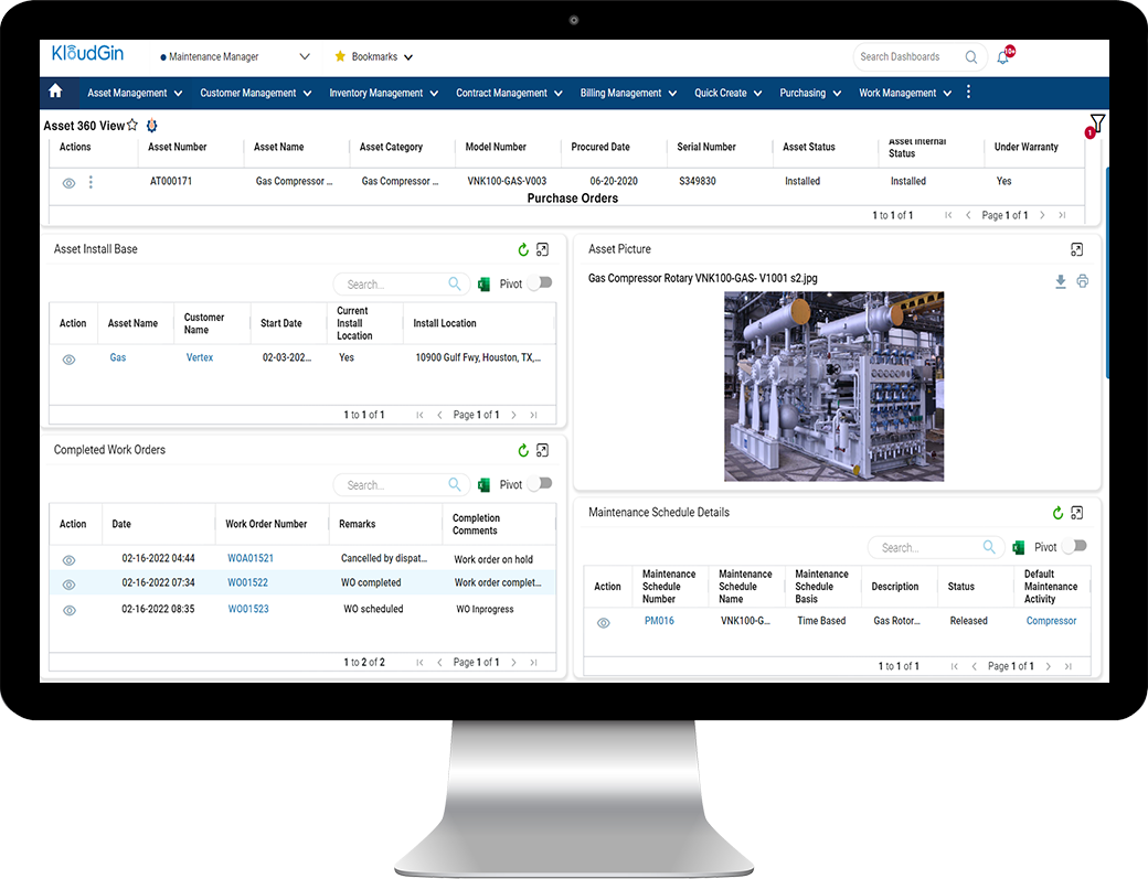 screenshot of KloudGin Asset Management